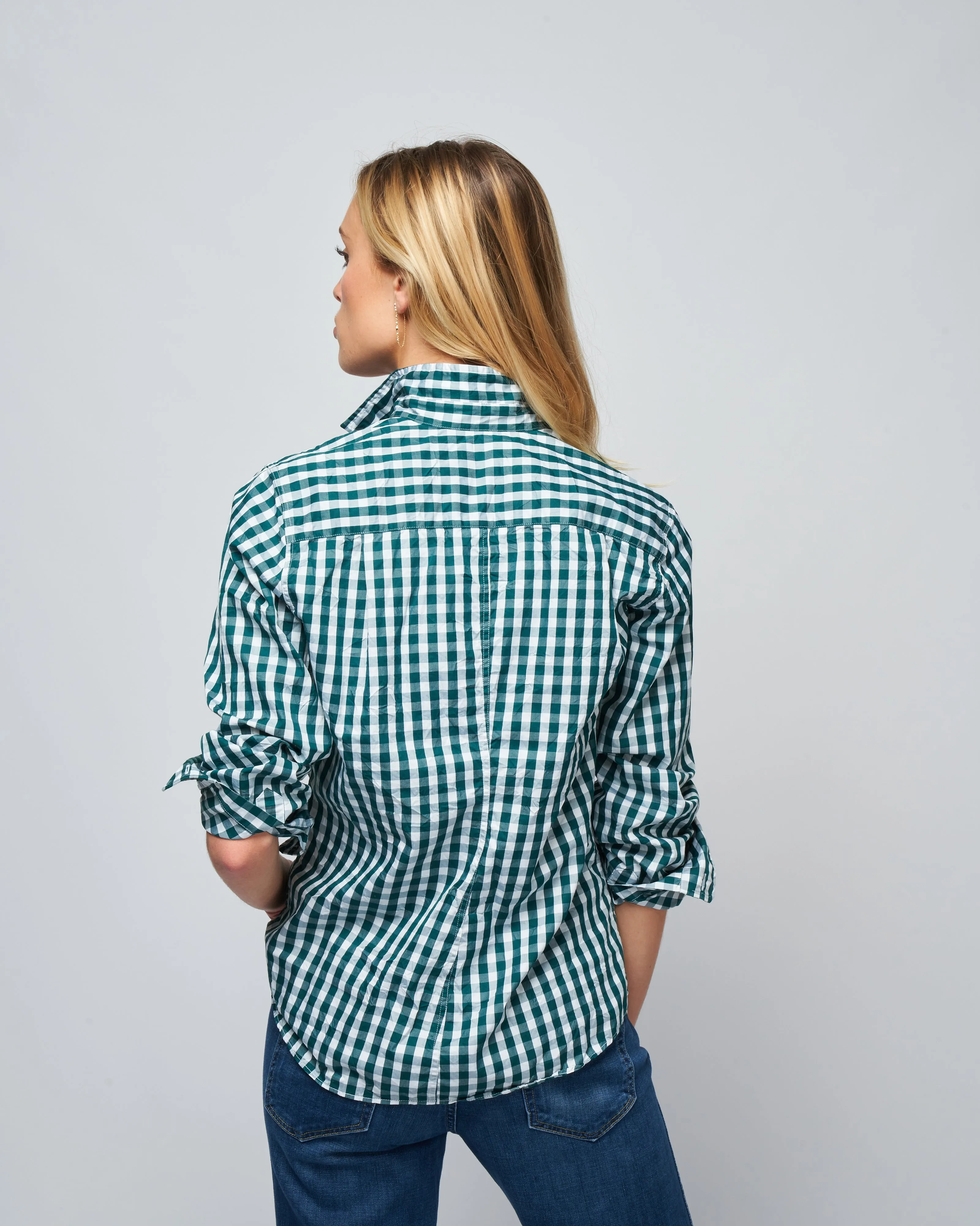barry woven button up - green check