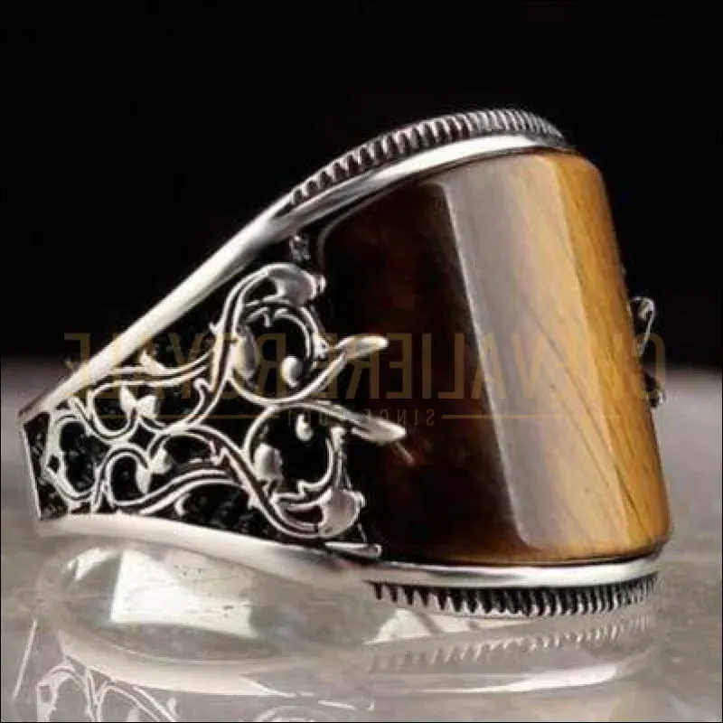 Chevalière homme argent pierre l'œil de tigre charmante et durable