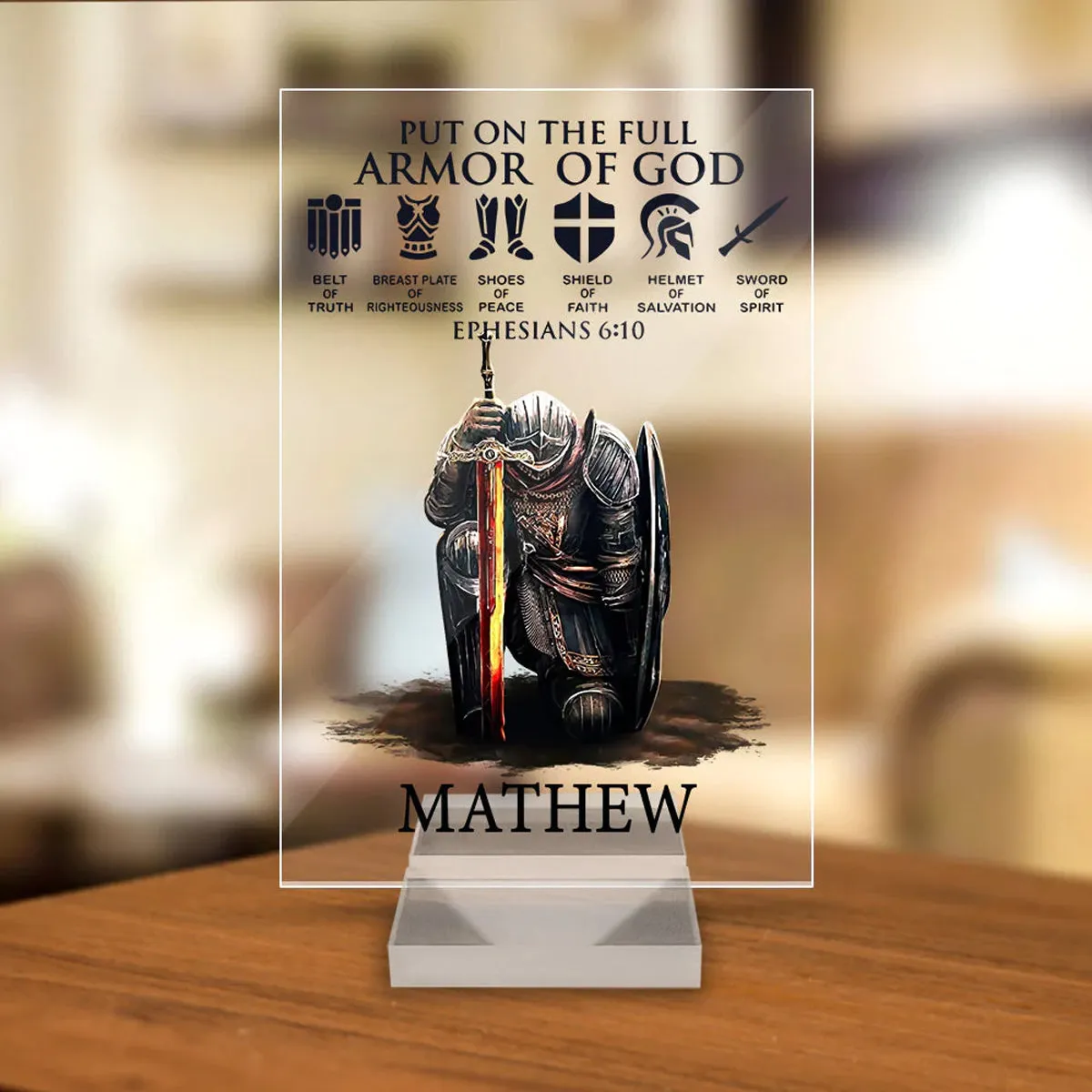 Christianartbag Night Light, Personalized Custom Name Man Warrior Of God Put On The Full Armor of God Ephesians 6-10, Personalized Night Light, Christian Gift, CABNL02231023