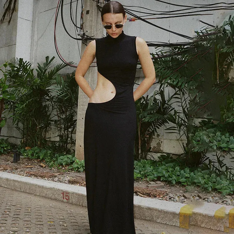 Cryptographic Sexy Cut Out Maxi Dress for Women
