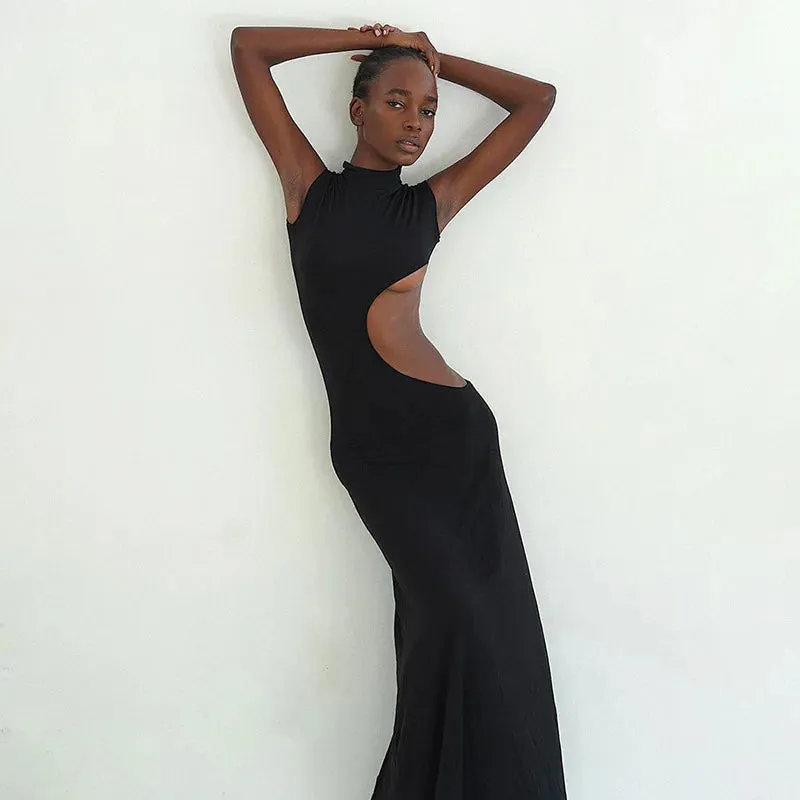 Cryptographic Sexy Cut Out Maxi Dress for Women