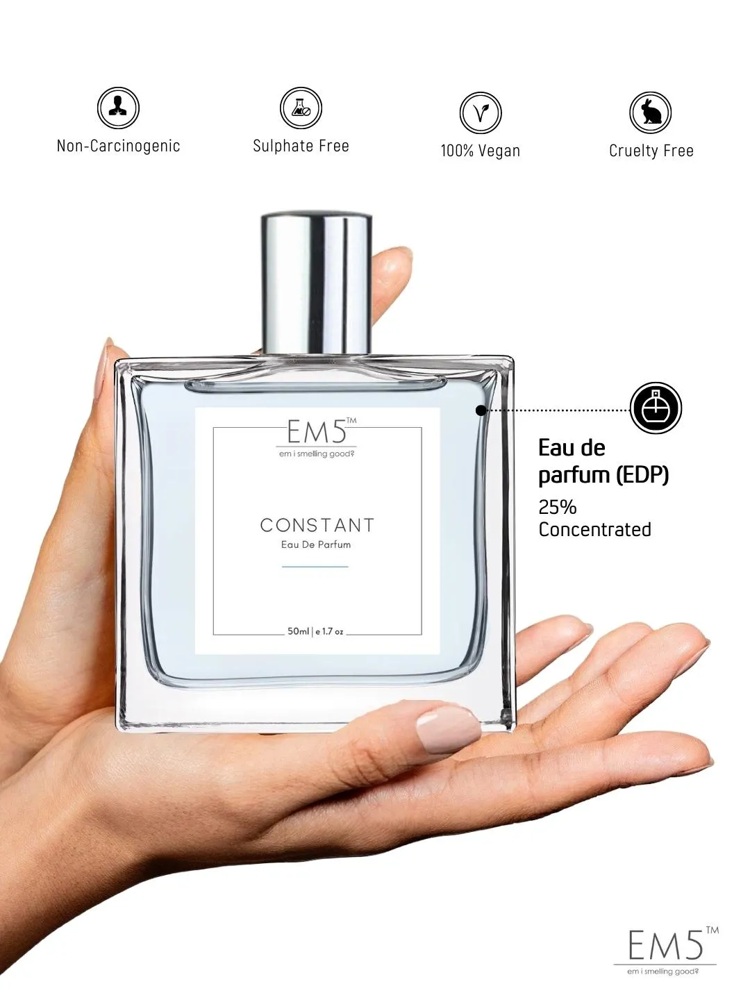 EM5™ Constant Perfume EDP Spray for Men | Spicy Musky Woody Fragrance Accords | Luxury Gift for Him | Variants Available: 50 ml Spray / 15 ml Spray