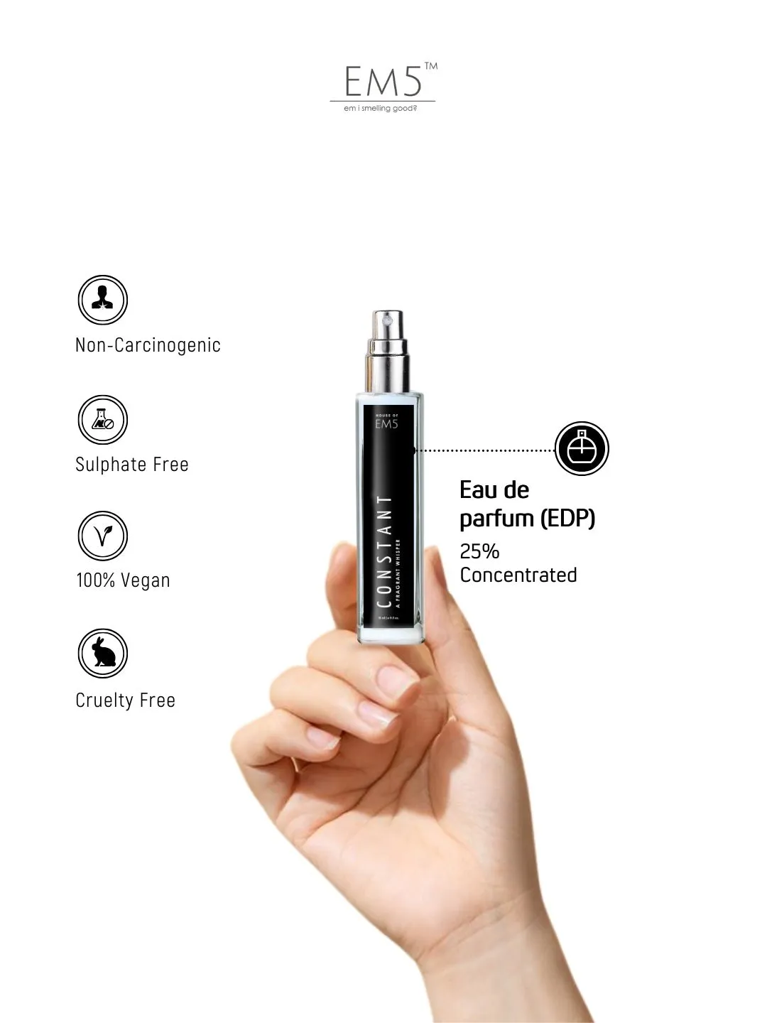 EM5™ Constant Perfume EDP Spray for Men | Spicy Musky Woody Fragrance Accords | Luxury Gift for Him | Variants Available: 50 ml Spray / 15 ml Spray