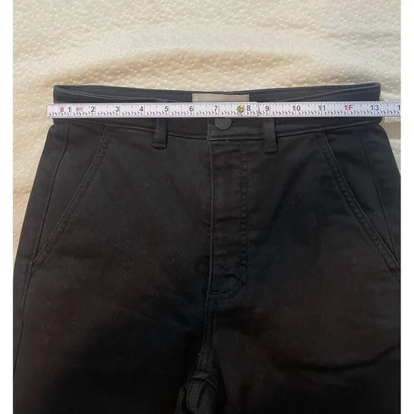 Everlane women's the wide leg crop black pants sz 6 high rise jeans denim