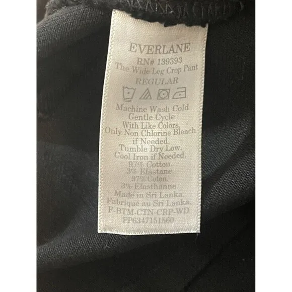 Everlane women's the wide leg crop black pants sz 6 high rise jeans denim