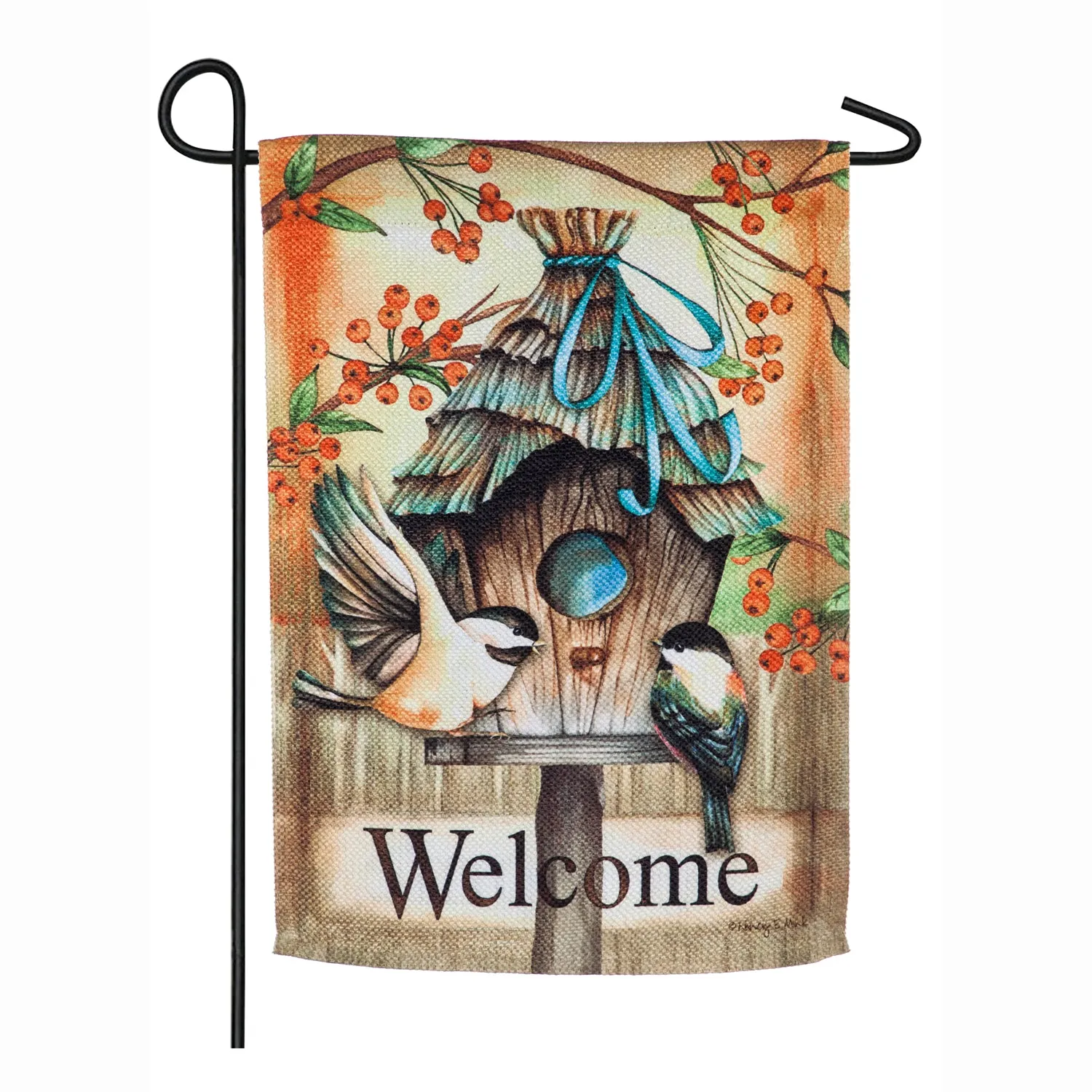 Fall Birdhouse Garden Textured Suede Flag,14es8592