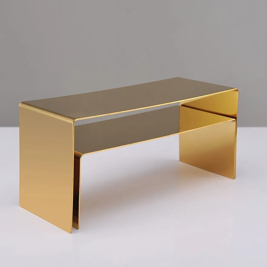 Gold Shoe Display Riser - Set of Two Metal Shoe Display Stand - Shoe Display for Retail Store