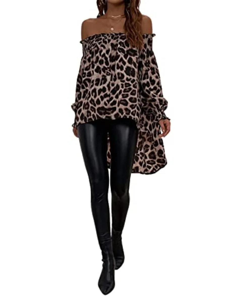 Live Free Leopard Print High Low Blouse
