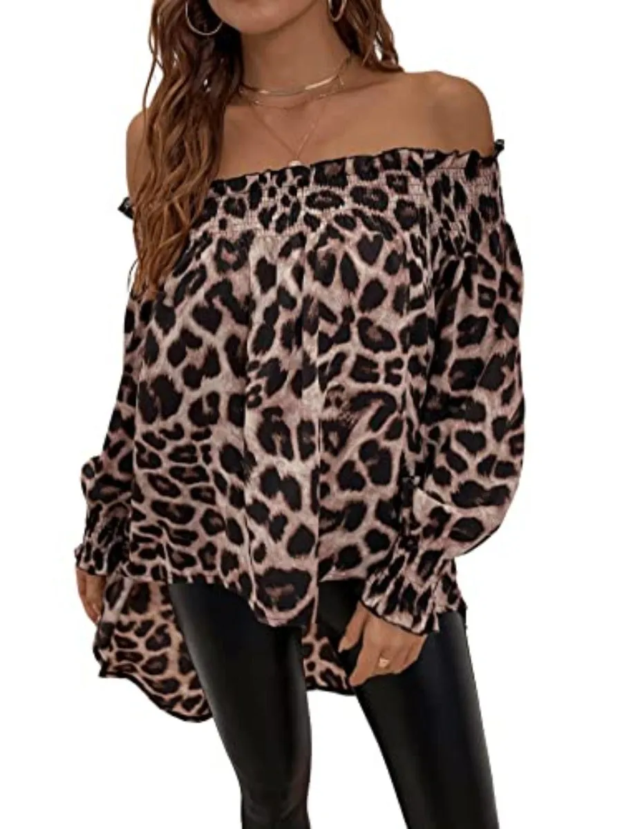 Live Free Leopard Print High Low Blouse
