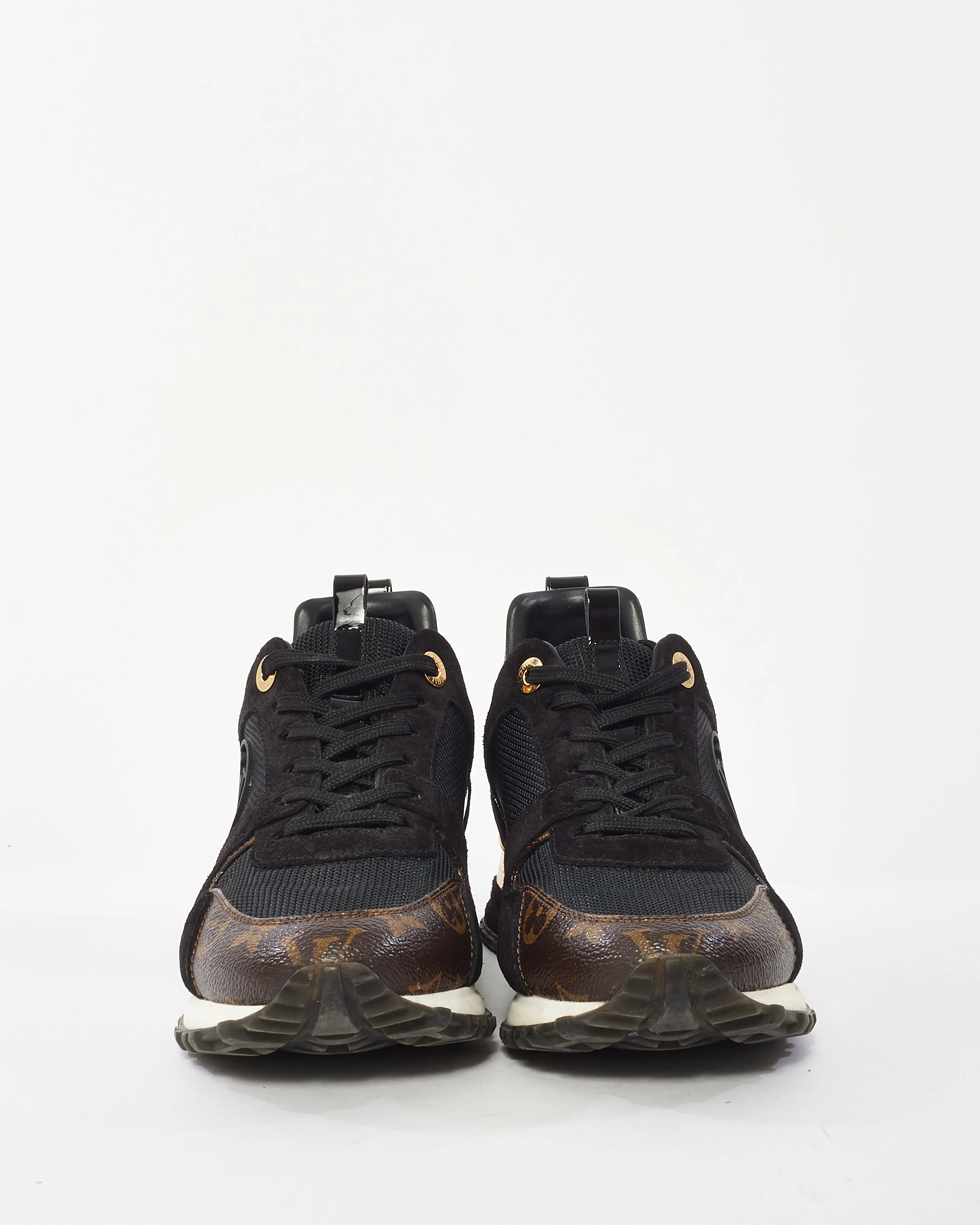 Louis Vuitton Black Suede & Monogram Run Away Sneaker - 37