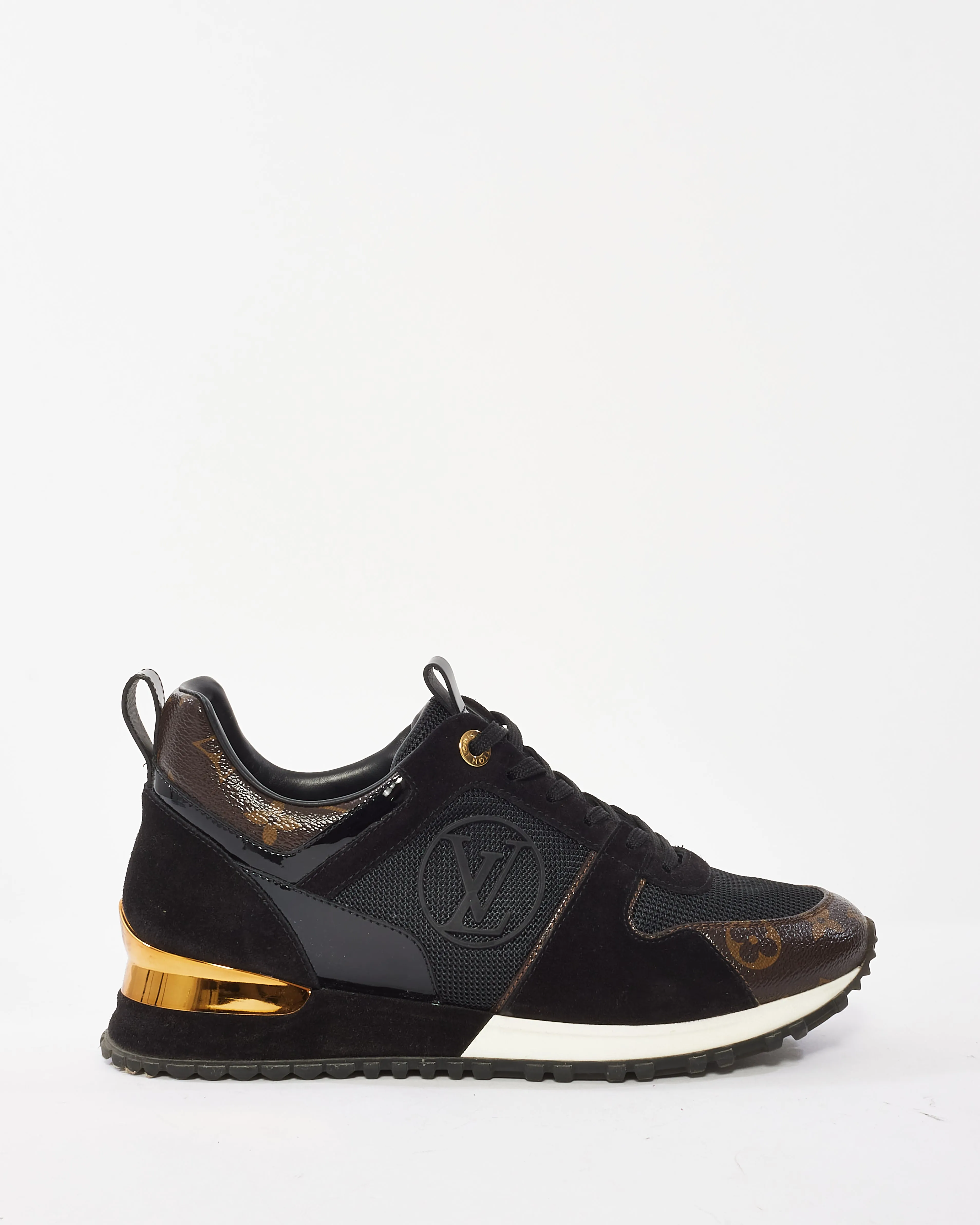 Louis Vuitton Black Suede & Monogram Run Away Sneaker - 37