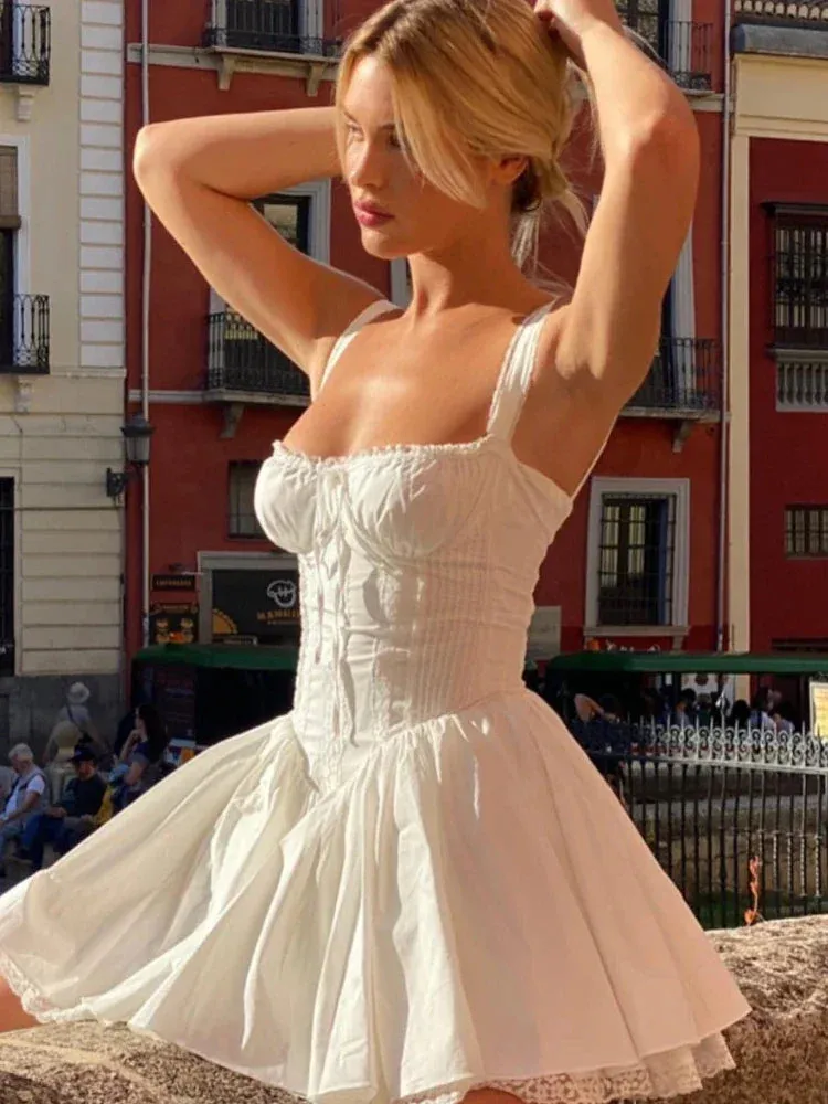Mingmingxi Sexy Spaghetti Strap Corset A-Line Dress