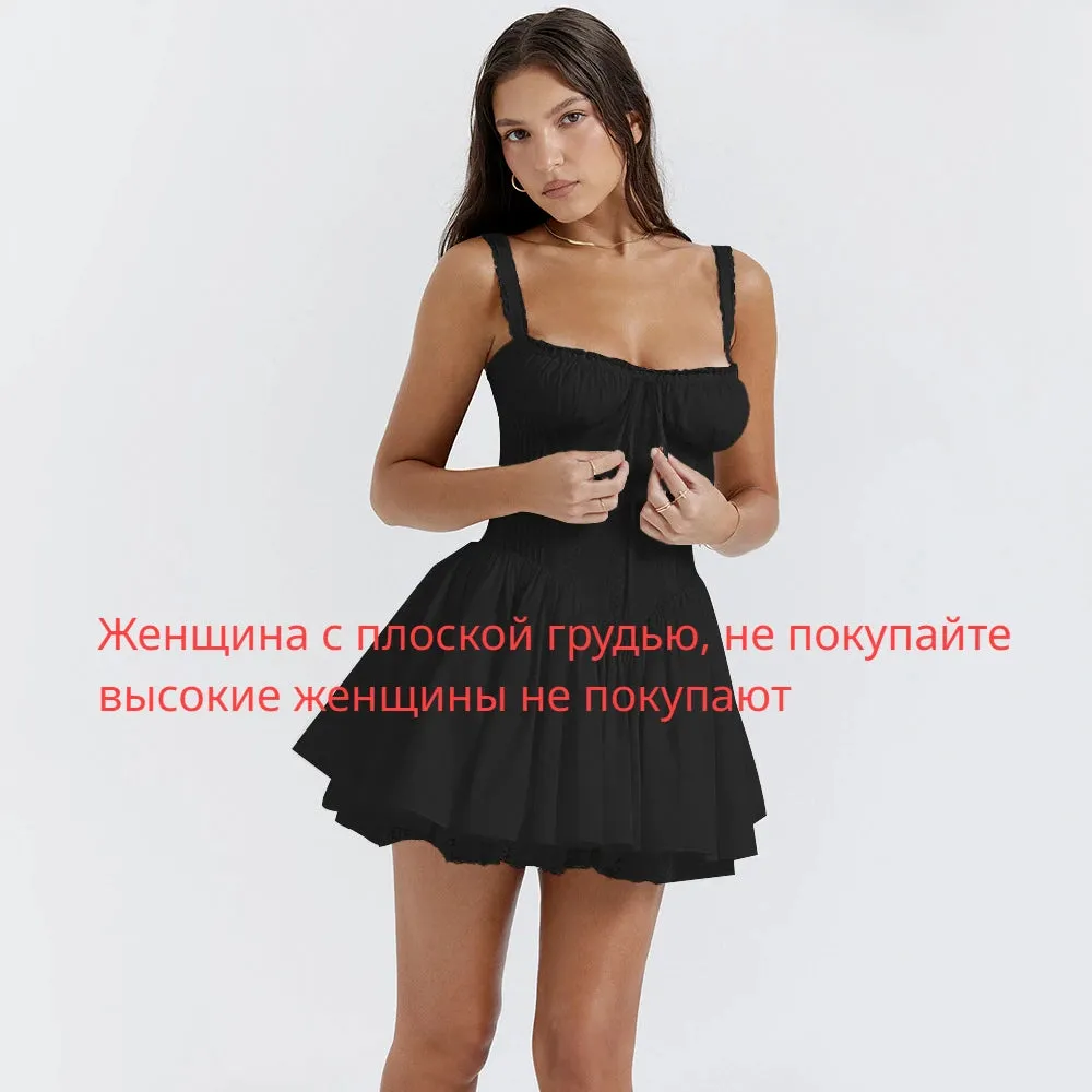 Mingmingxi Sexy Spaghetti Strap Corset A-Line Dress