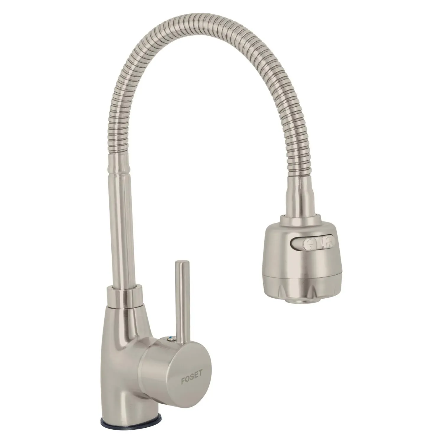 Monomando para fregadero con cuello flexible, satín, Tubig, Foset 47387