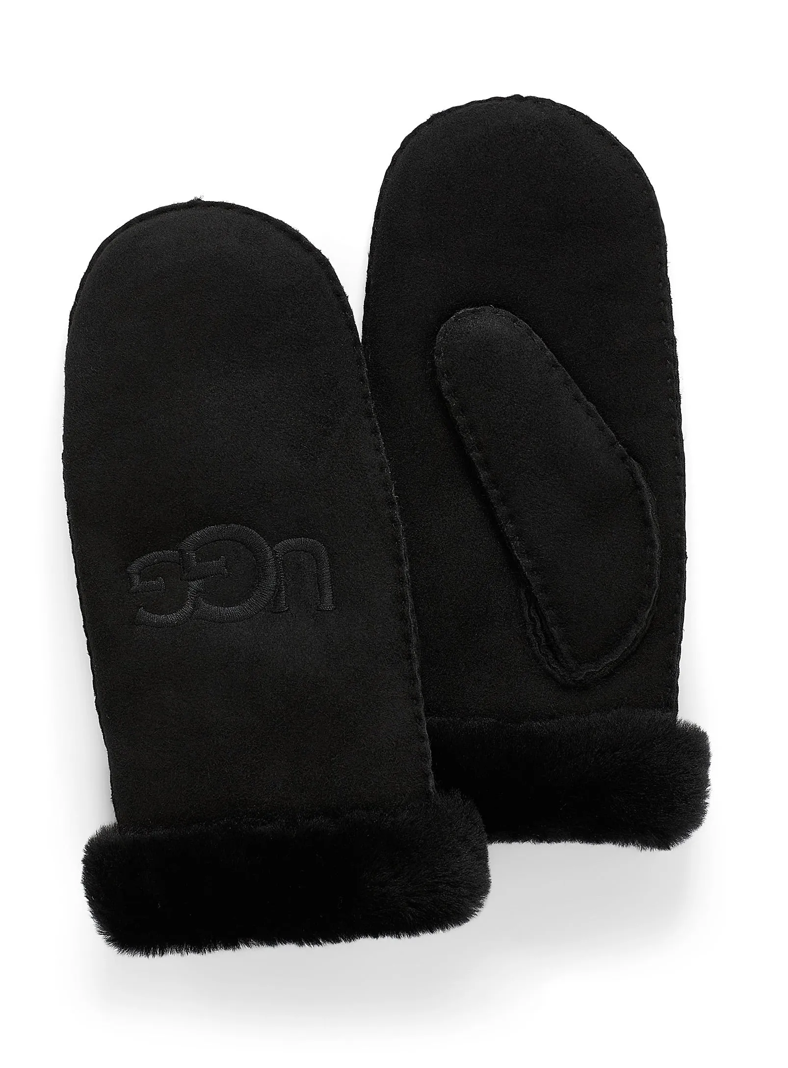 New Nordstrom Women's Authentic UGG Suede and wool Mittens UGG® Solid Black, Sz L/XL Retails $195 