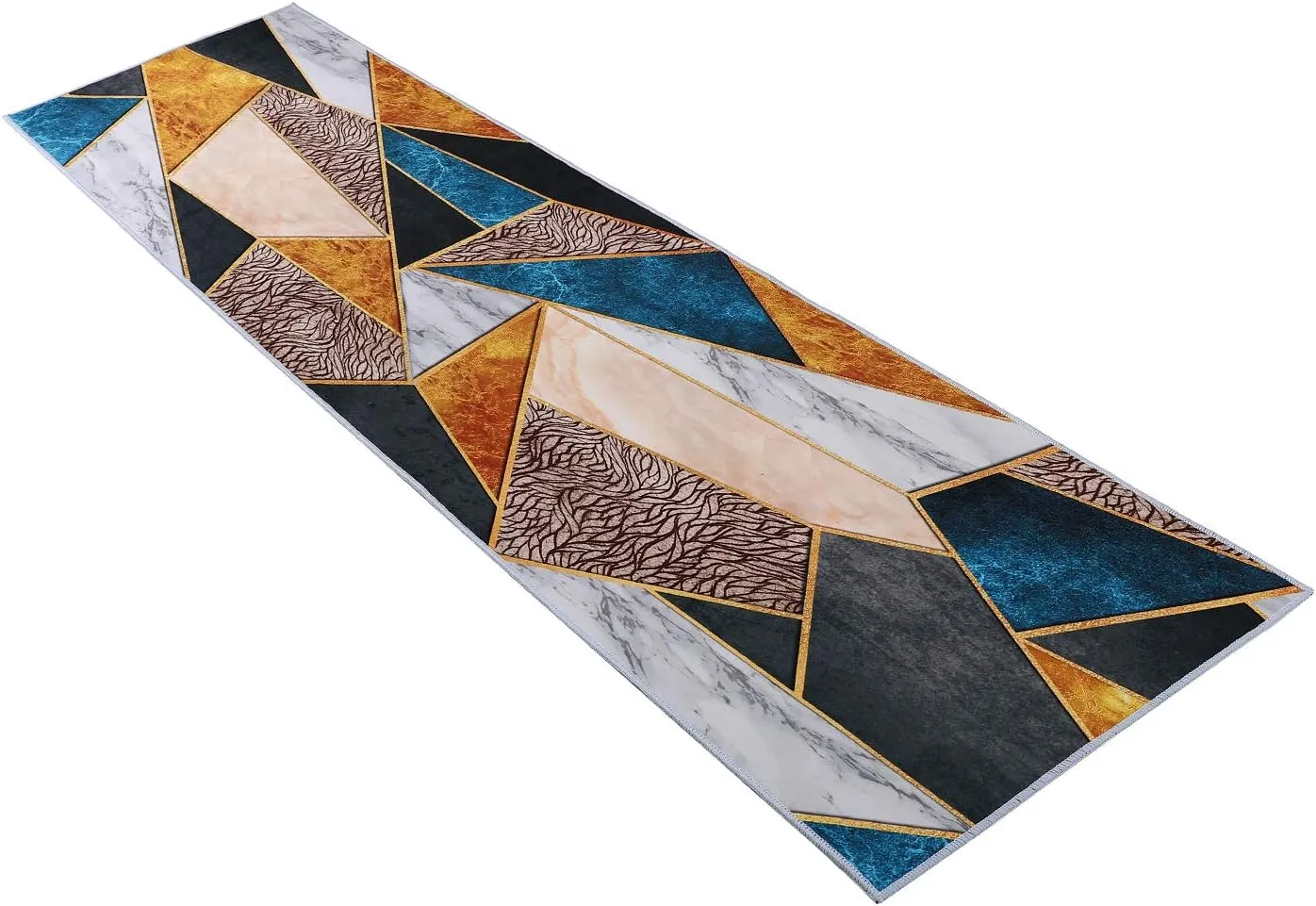 NEW Runner Rug for Hallway Area Rug Home Decor Carpet 2' x 4' Digital Printing with Non-Skid PVC Bottom for Kitchen Hallway Living Room Multi Gold/Teal