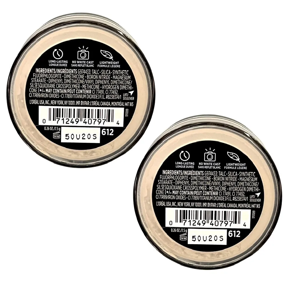 Pack of 2 L'Oreal Paris Tinted Loose Setting Powder, Translucent Light-Medium # 612
