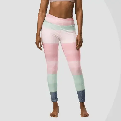 Pastel Rainbow Striped Yoga Leggings