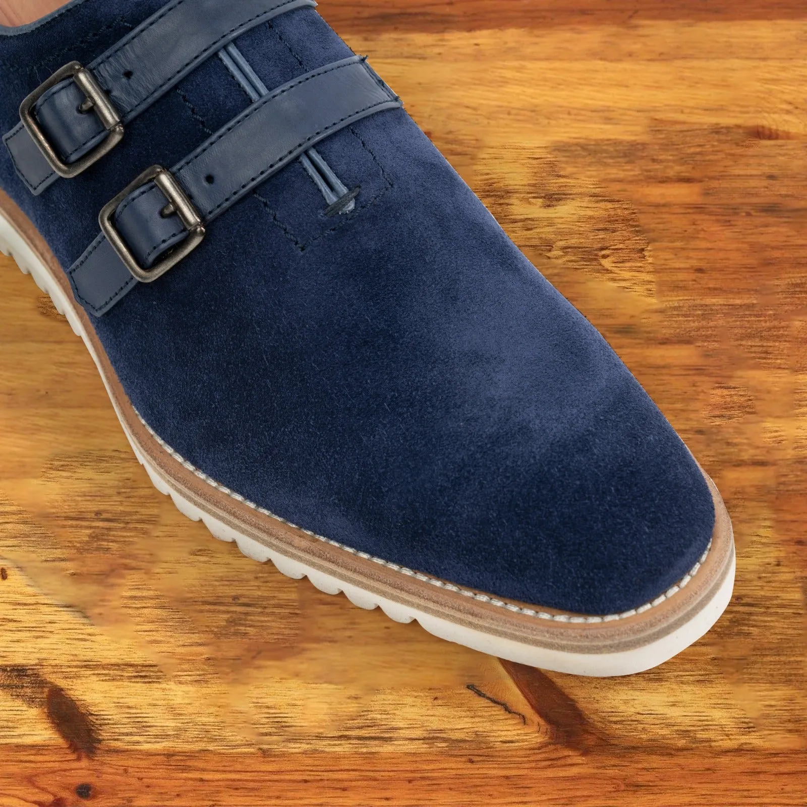 Q982 Calzoleria Toscana Velour Suede Double Strap Dress Shoe