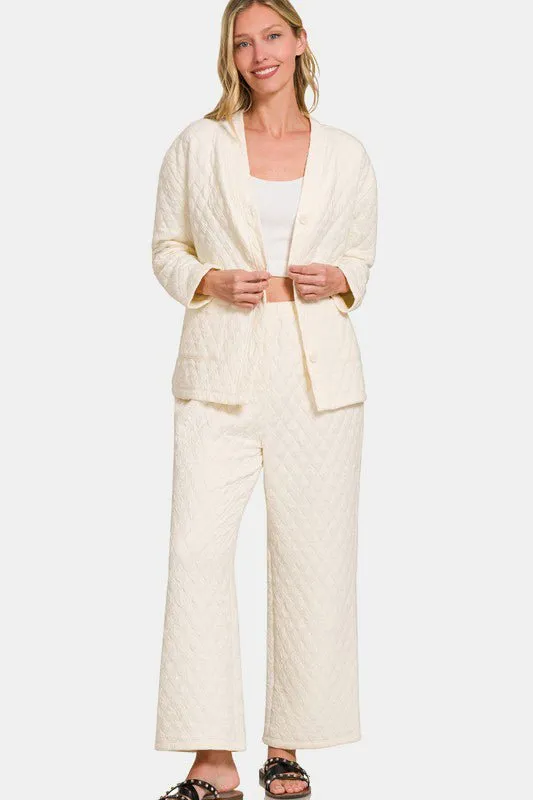 Quilted Button Up Lounge Set