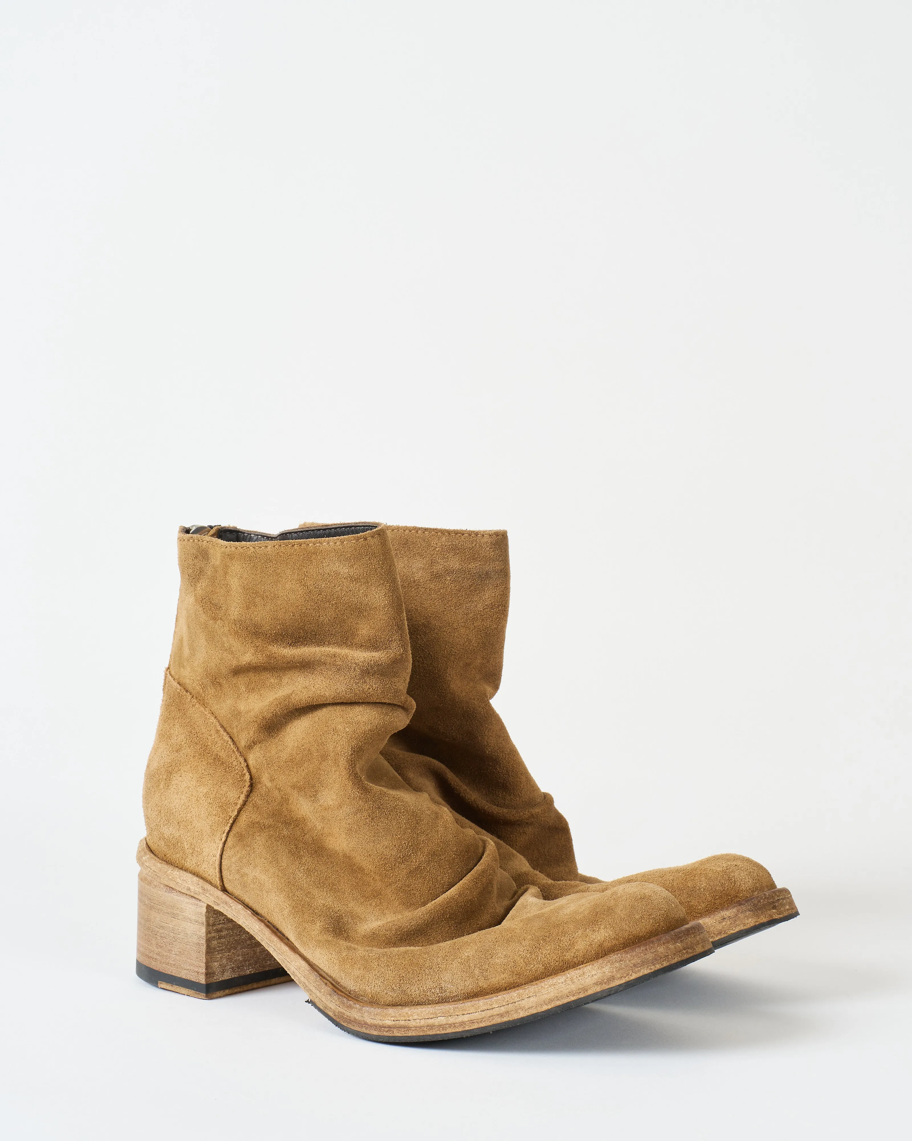 square toe block heel back zipper