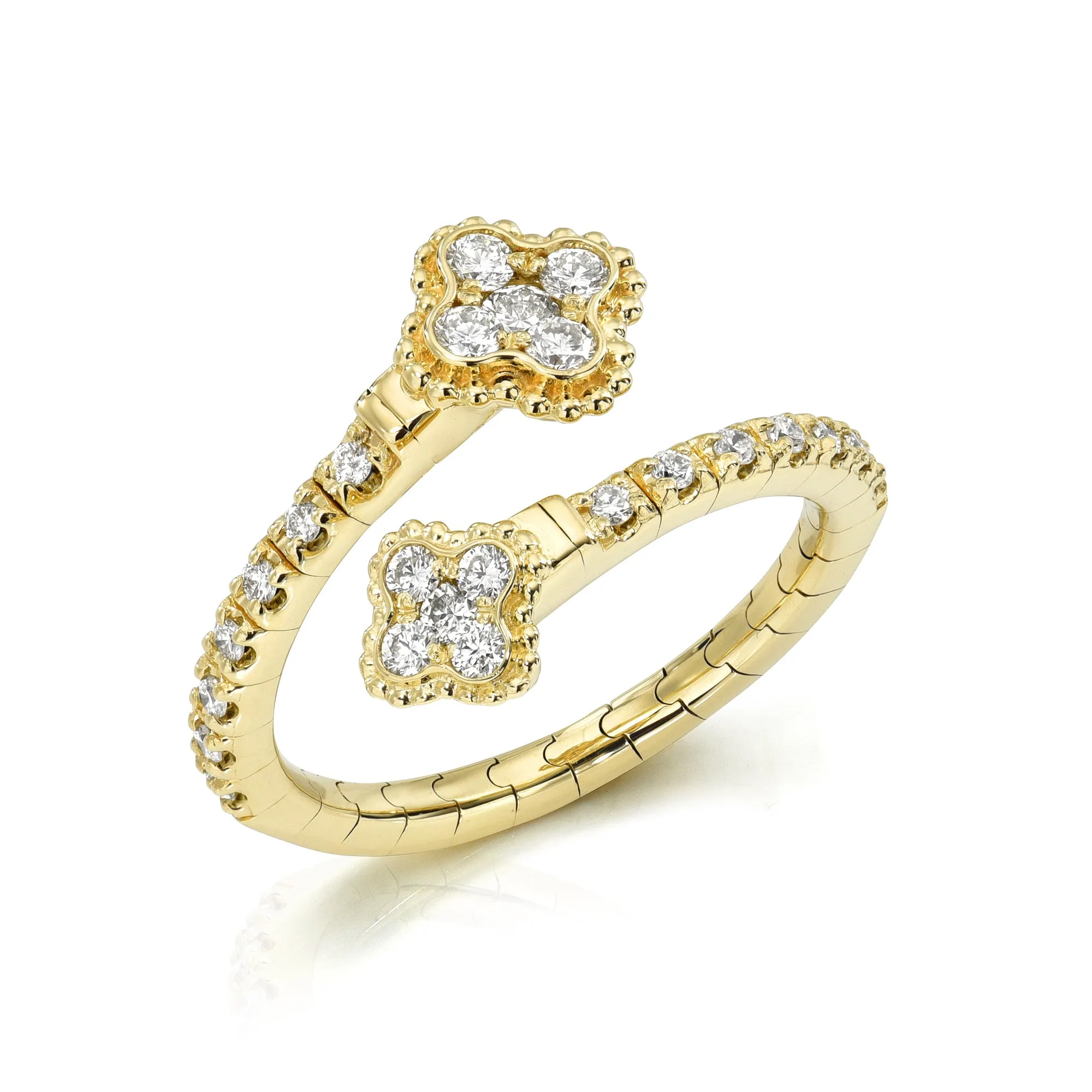 Stacked Four Leaf Clover Flexible Ring