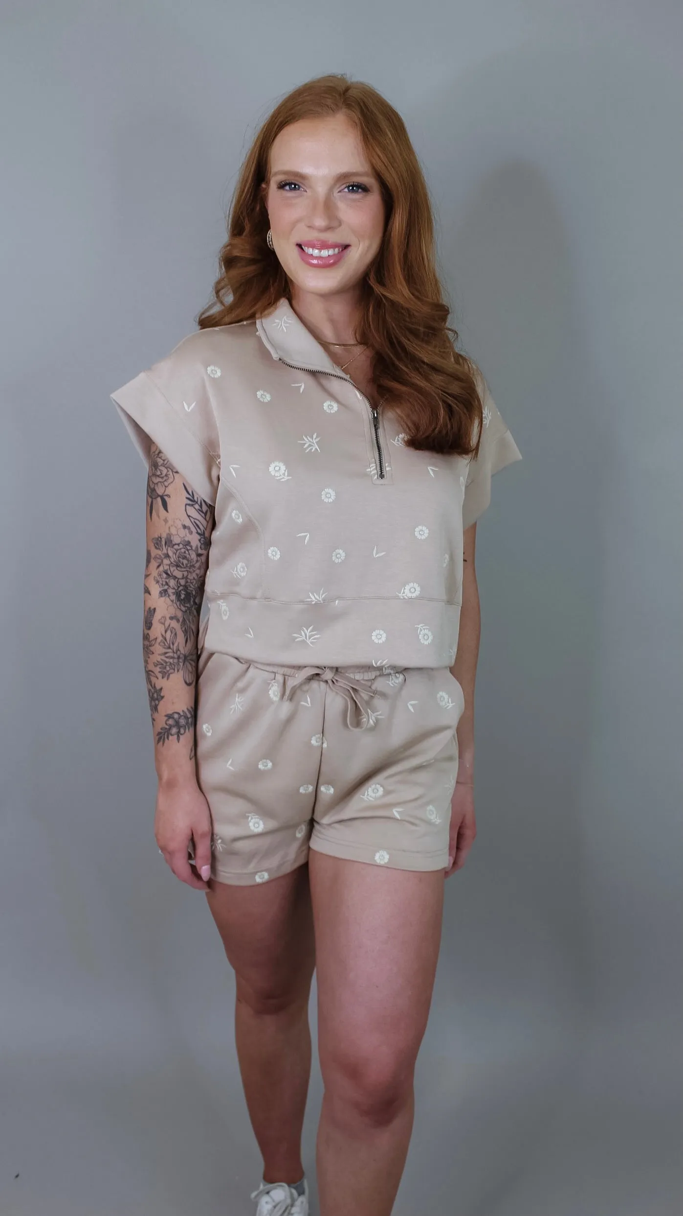 That's So True Taupe Shorts Set