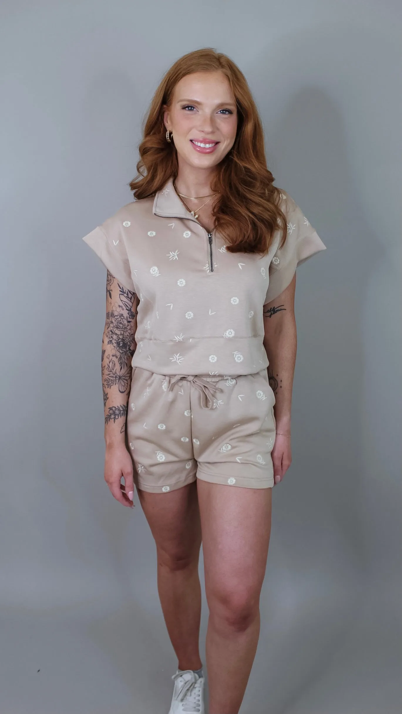 That's So True Taupe Shorts Set