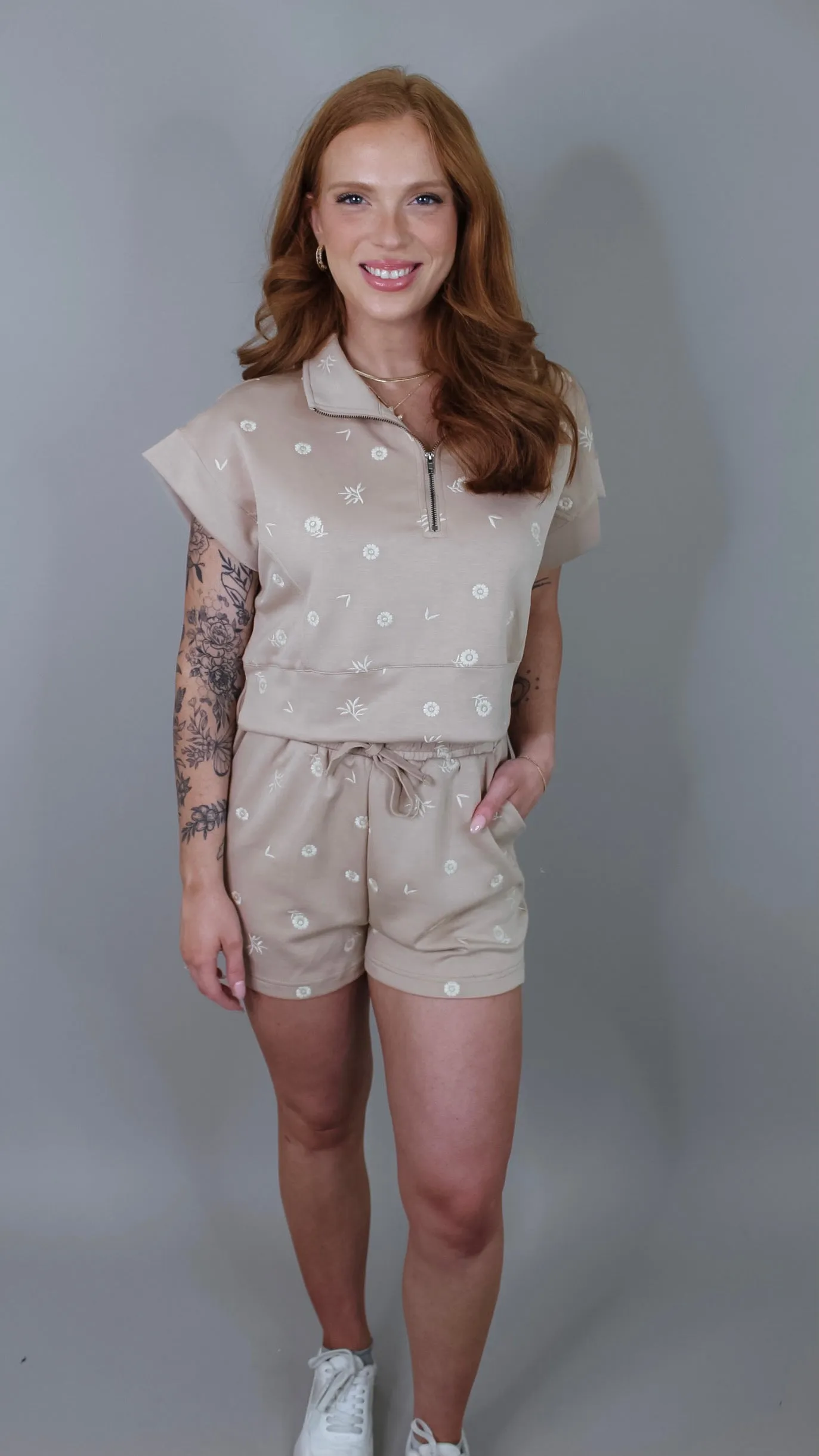 That's So True Taupe Shorts Set