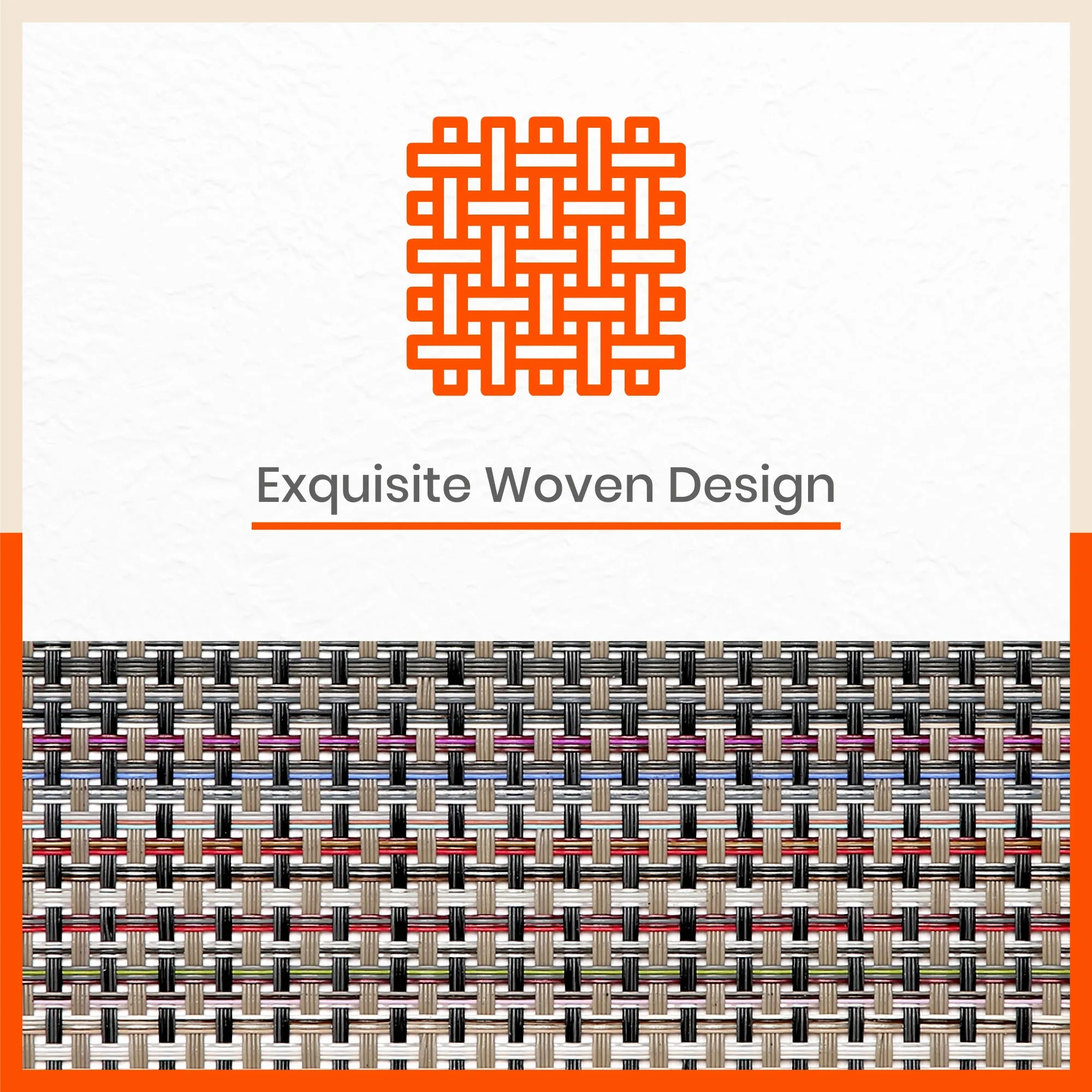 Woven PVC Table Mats / Placemats for Dining Table at Home (Bert - Set of 6)