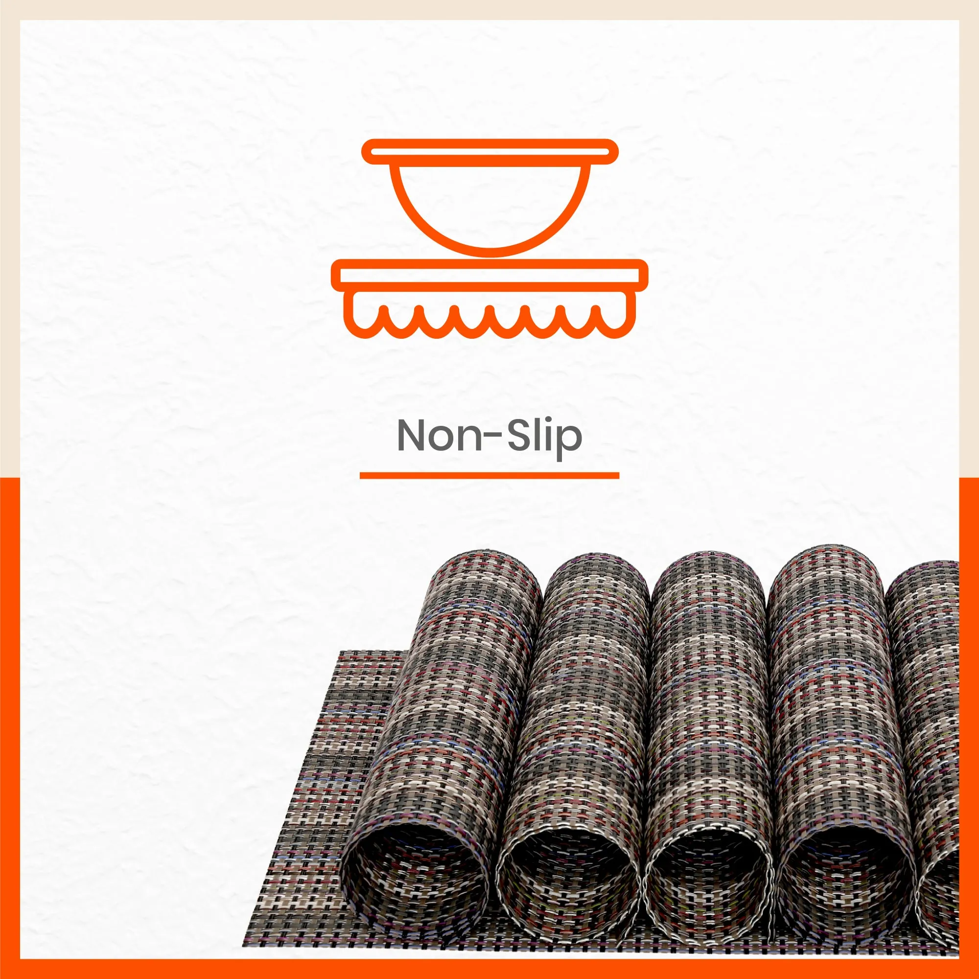 Woven PVC Table Mats / Placemats for Dining Table at Home (Bert - Set of 6)