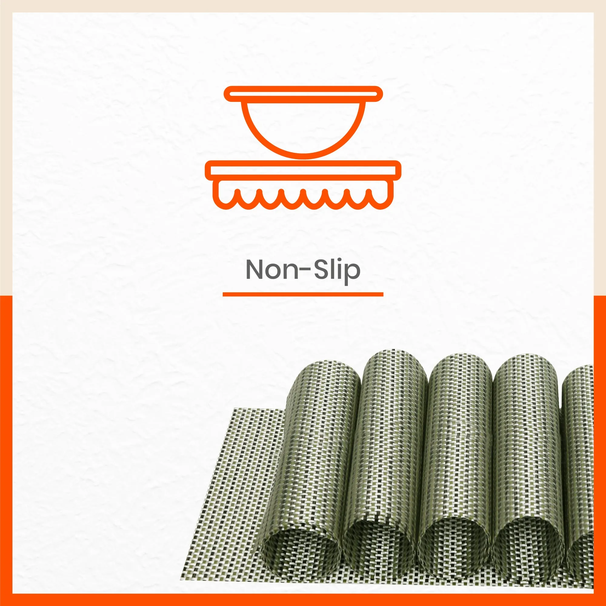 Woven PVC Table Mats / Placemats for Dining Table at Home  (Leon - Set of 6)