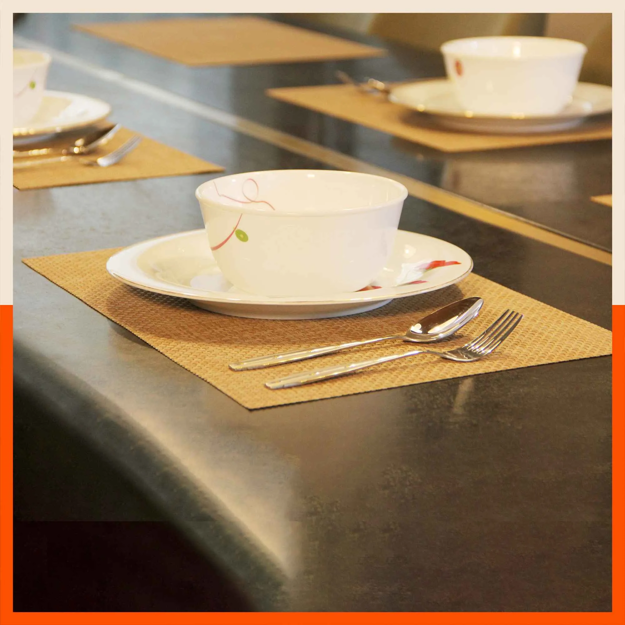 Woven PVC Table Mats / Placemats for Dining Table at Home  (Leon - Set of 6)
