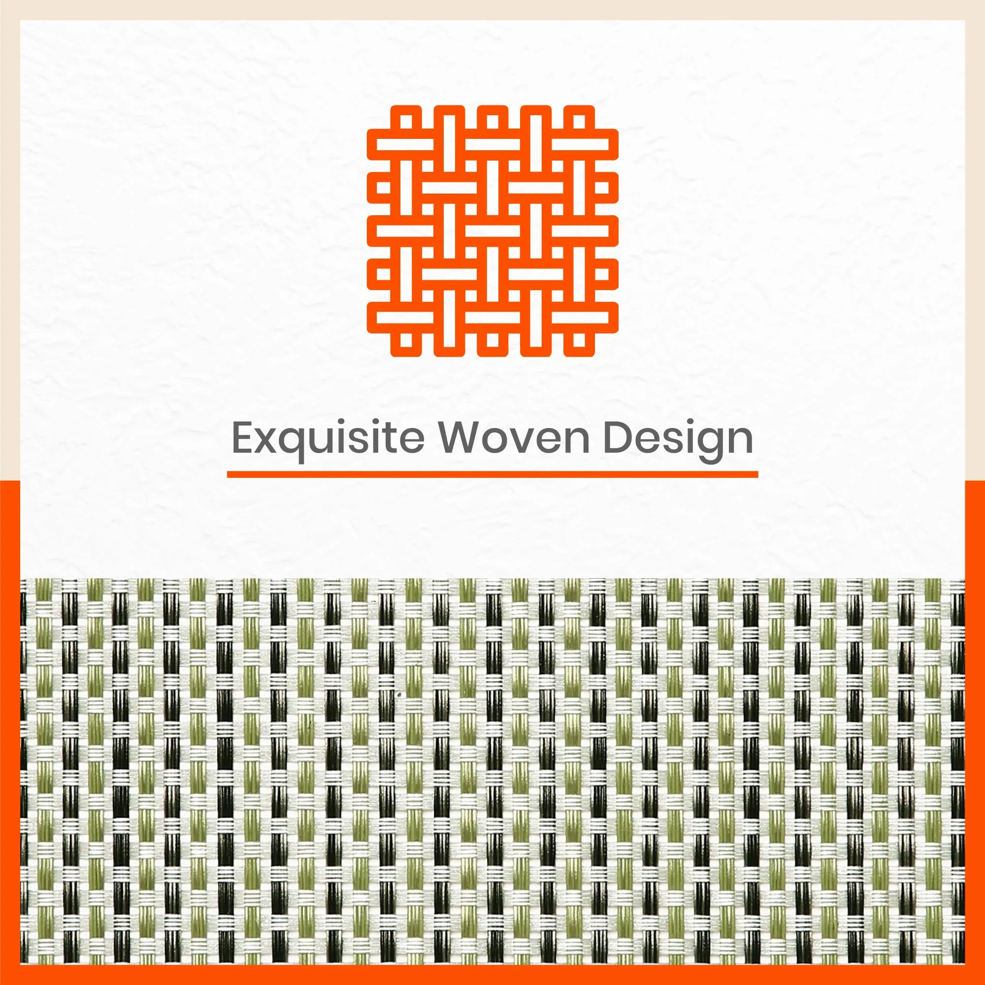 Woven PVC Table Mats / Placemats for Dining Table at Home  (Leon - Set of 6)